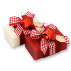 Sheep milk soap 100g decorated with a glass star, Classic/pomegranate 