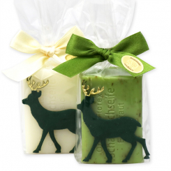 Sheep milks oap 100g decorated with a deer in a cellophane, Classic/verbena 
