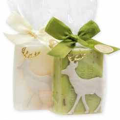 Sheep milk soap 100g decorated with a deer in a cellphane, Classic/verbena 