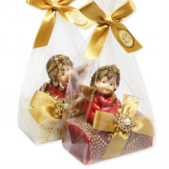 Sheep milk soap 100g decorated with an angel in a cellophane, Classic/pomegranate 