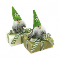 Sheep milk soap 100g decorated with a gnome, Classic/garden soap 
