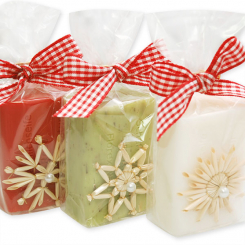 Sheep milk soap 100g decorated with a straw star, sorted 