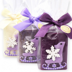 Sheep milk soap 100g decorated with ice-skates in a cellophane, sorted 