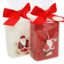 Sheep milk soap 100g decorated with Santa in a cellophane, Classic/pomegranate 