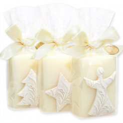 Schafmilchseife eckig 100g dekoriert mit Weihnachtsmotive in Cello, Classic 