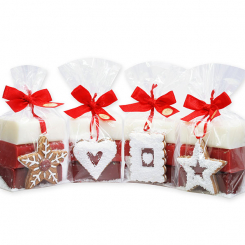 Schafmilchseife eckig 100g dekoriert mit Lebkuchen in Cello, sortiert 