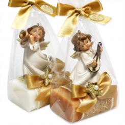 Sheep milk soap 100g decorated with an angel in a cellophane, Classic/quince 