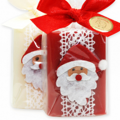 Sheep milk soap 100g decorated with Santa in a cellophane, Classic/pomegranate 