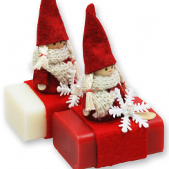 Sheep milk soap 100g decorated with a gnome, Classic/pomegranate 