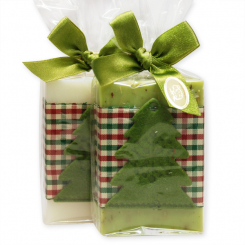 Sheep milk soap 150g decorated with a christmas tree in a cellophane, Classic/verbena 
