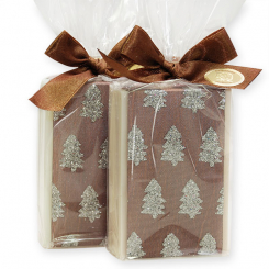 Sheep milk soap 150g decorated with a tree-ribbon in a cellophane, Classic/christmas rose 
