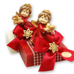Sheep milk soap 150g decorated with an angel, Classic/pomegranate 