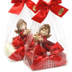 Sheep milk soap 150g decorated with an angel in a cellophane, Classic/pomegranate 