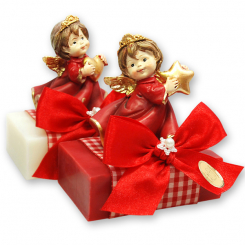 Sheep milk soap 150g decorated with an angel, Classic/pomegranate 