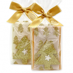 Sheep milk soap 150g decorated with a christmas tree in a cellophane, Classic/quince 