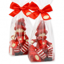 Sheep milk soap 150g decorated with a gnome in a cellophane, Classic/pomegranate 