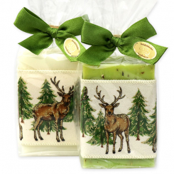 Sheep milk soap 150g decorated with a deer ribbon in a cellophane, Classic/verbena 