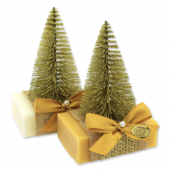 Sheep milk soap square 150g decorated with a fir tree, Classic/verbena 