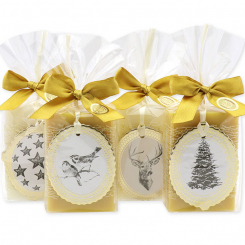 Sheep milk soap 150g decorated with a christmas motives in a cellophane, Classic/Quince 