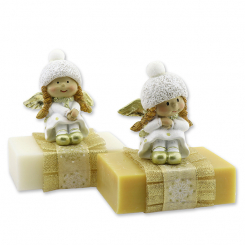 Sheep milk soap square 150g decorated with an angel, Classic/swiss pine 
