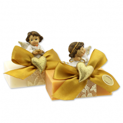 Sheep milk soap square 150g decorated with angel, Classic/quince 