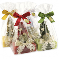 Schafmilchseife eckig 150g dekoriert mit Wichtel in Cello, sortiert 