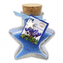 Bath salt 160g in a star shaped glass jar, Cyclamen 