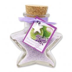 Bath salt 160g in a star shaped glass jar, Lavender lime 