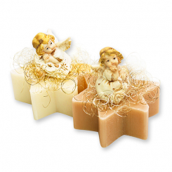 Sheep milk star soap 80g decorated with an angel, Classic/swiss pine 