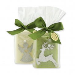 Sheep milk soap 100g decorated with christmas motifs in a cellophane, Classic/verbena 