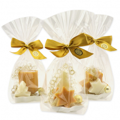 Soap dish filled with sheep milk soaps 100g in a cellophane, Classic/Swiss pine 