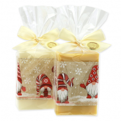 Sheep milk soap 150g, decorated with a gnome in a cellophane bag, Classic/Swiss pine 